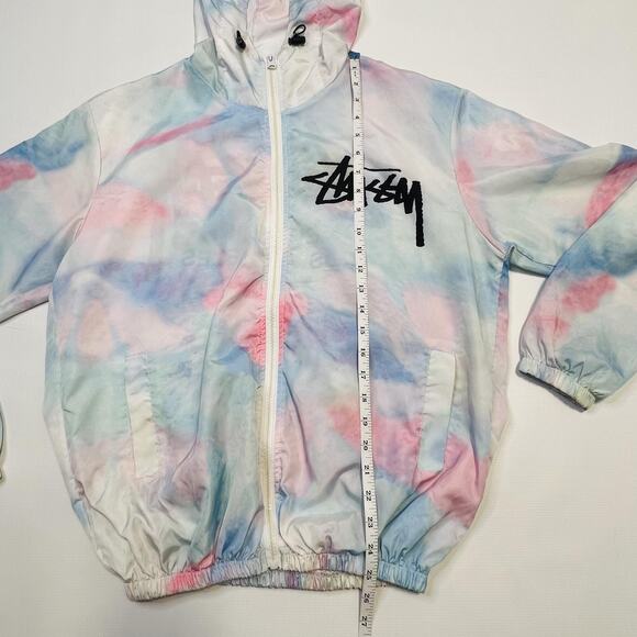 Stussy Jacket Womens Large Multicolor Tie Dye Hooded Windbreaker LA Paris - Picture 6 of 9